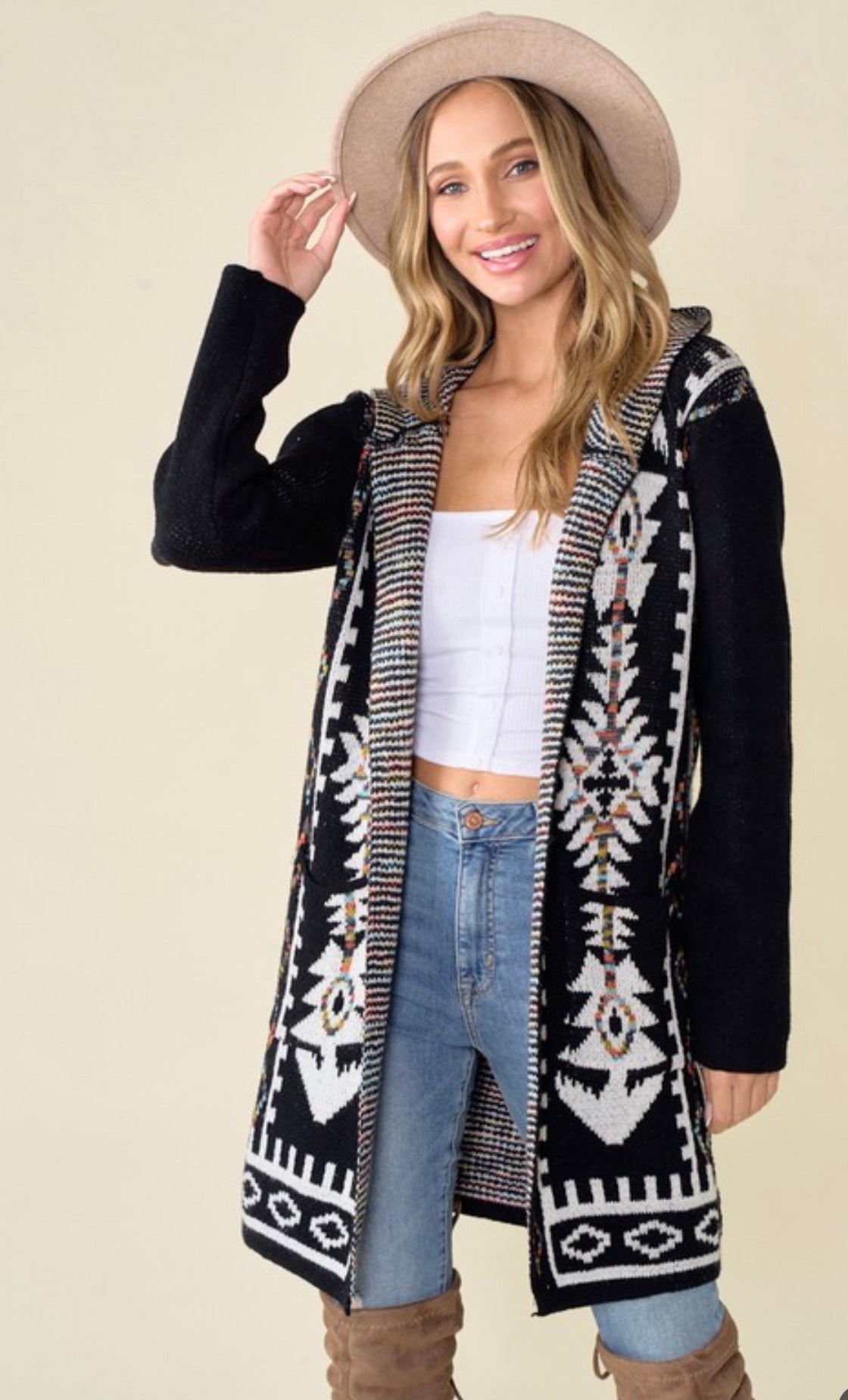 Aztec Rainbow Jacquard Pattern Sweater Cardigan – Caddaray Boutique